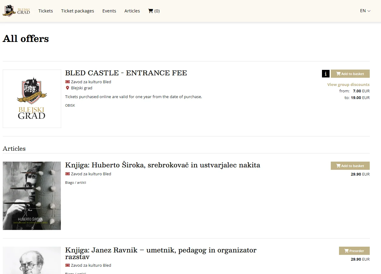 Bled Castle ticketing technology