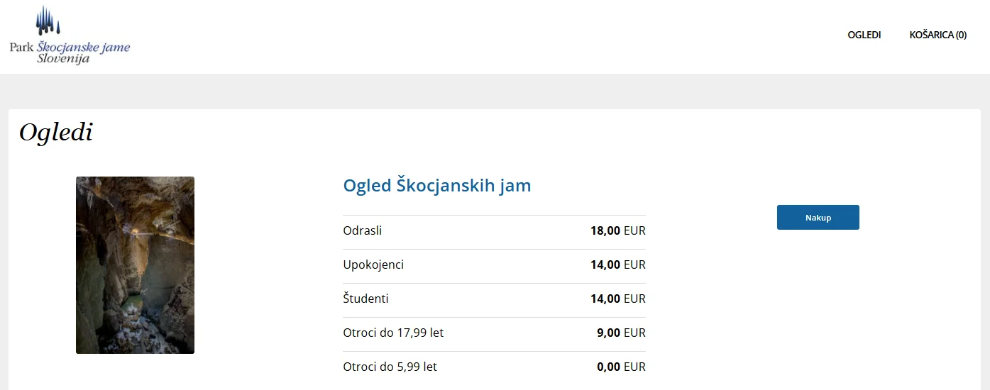 Skocjan Caves ticketing system