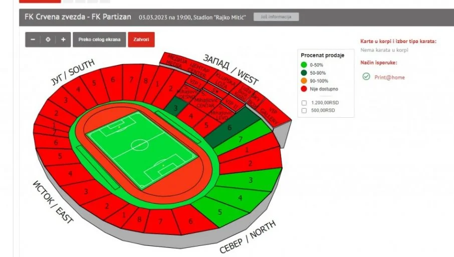 Rajko Mitic stadium ticketing