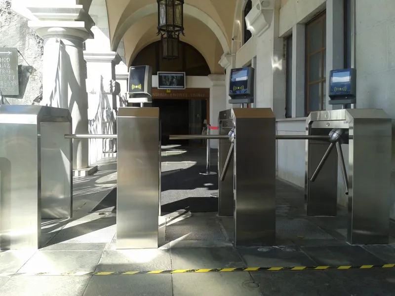 Electronic access control turnstiles at Postojna Cave entrance
