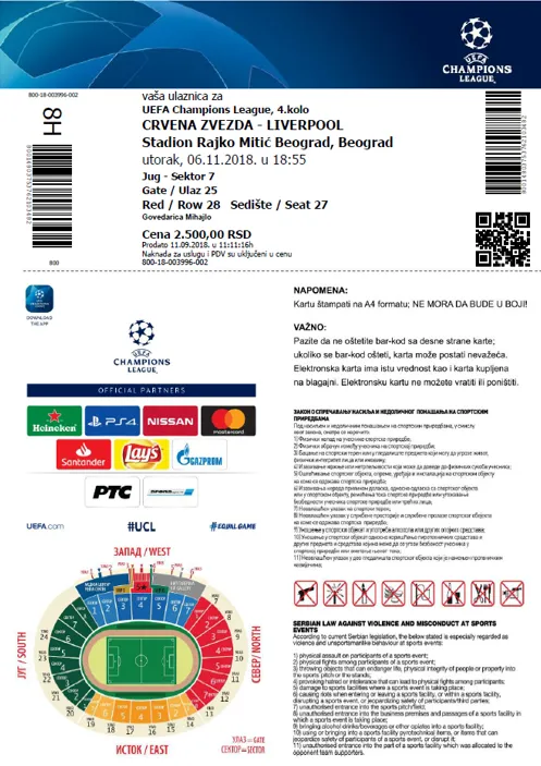 Stadium seating chart for Stadion Rajko Mitic